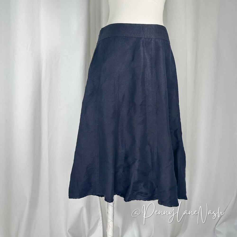 Coldwater Creek Linen Blend Midi Swing Skirt Size XS Blue - Picture 10 of 11